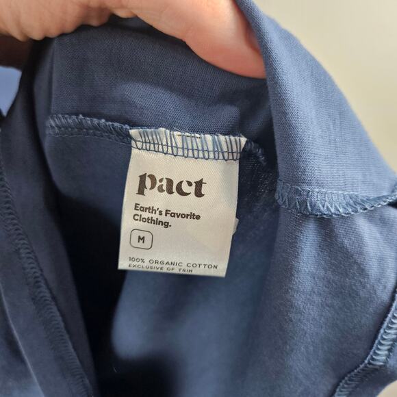 Pact Blue Organic Cottton V Neck T-Shirt Sustainable Clothing Size Medium - Picture 4 of 7